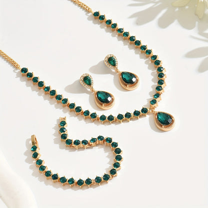 Conjunto de joyería elegante de cristal geométrico