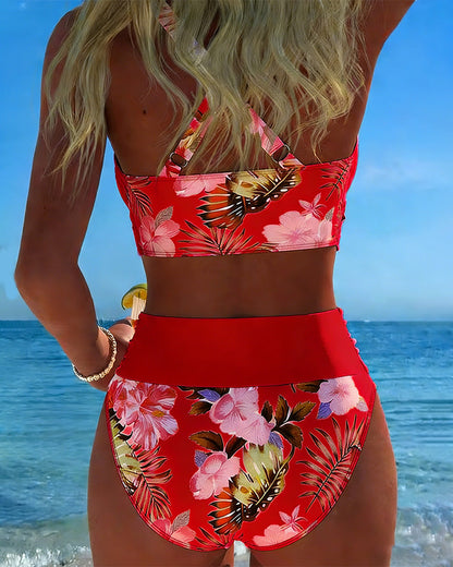 Violeta | Bikini con Estampado Floral en Contraste y Recorte
