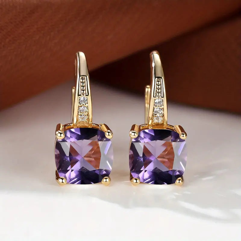 Pendientes de aro de piedra mística | Dorado