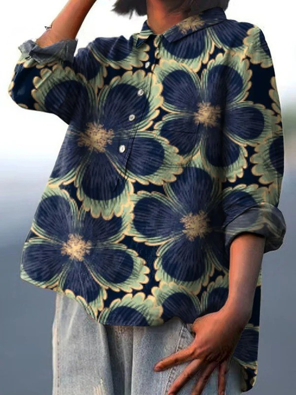 Jessica | Freizeitshirt für Damen mit Vintage-Blumenkunstdruck