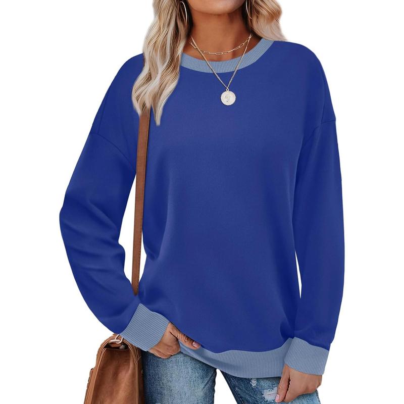 MARGARET™ - Sudadera túnica de manga larga con cuello redondo y ribete en contraste