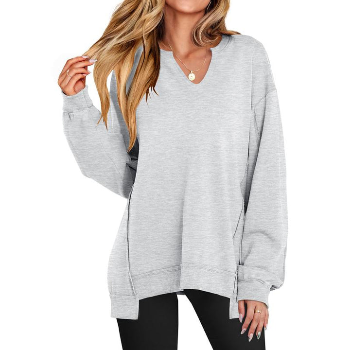 LOREN™ - Blusão feminino oversized com decote em V para inverno