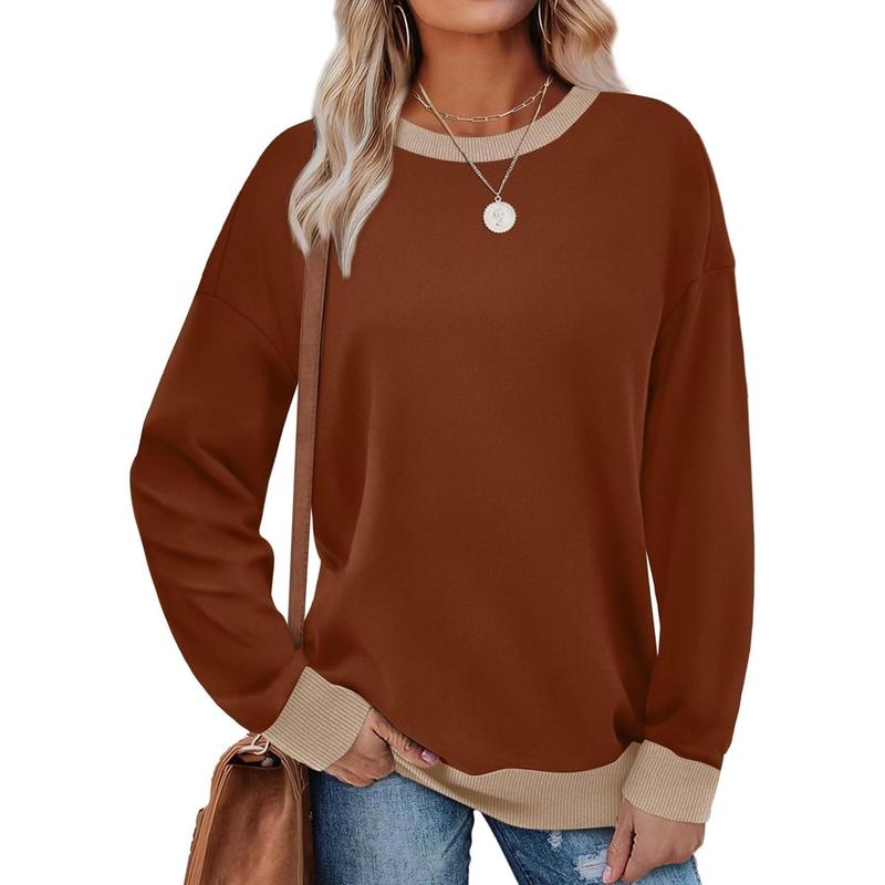 MARGARET™ - Sudadera túnica de manga larga con cuello redondo y ribete en contraste