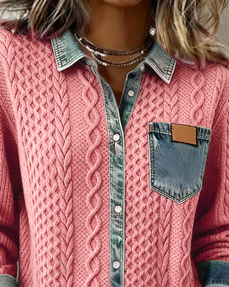 Juliane | Suéter de Tricô Jeans Rosa