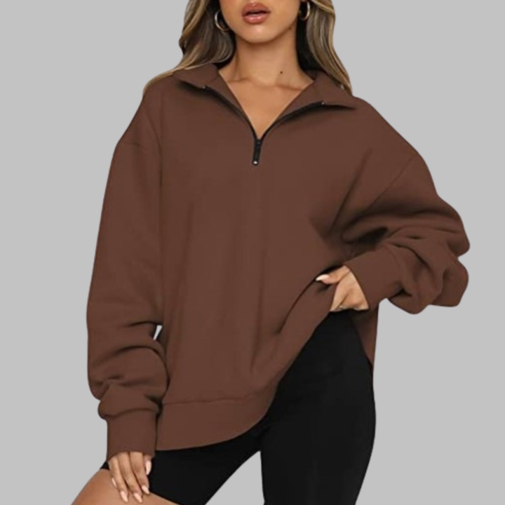 TENLEY™ - Sudadera casual de manga larga con media cremallera y corte oversize