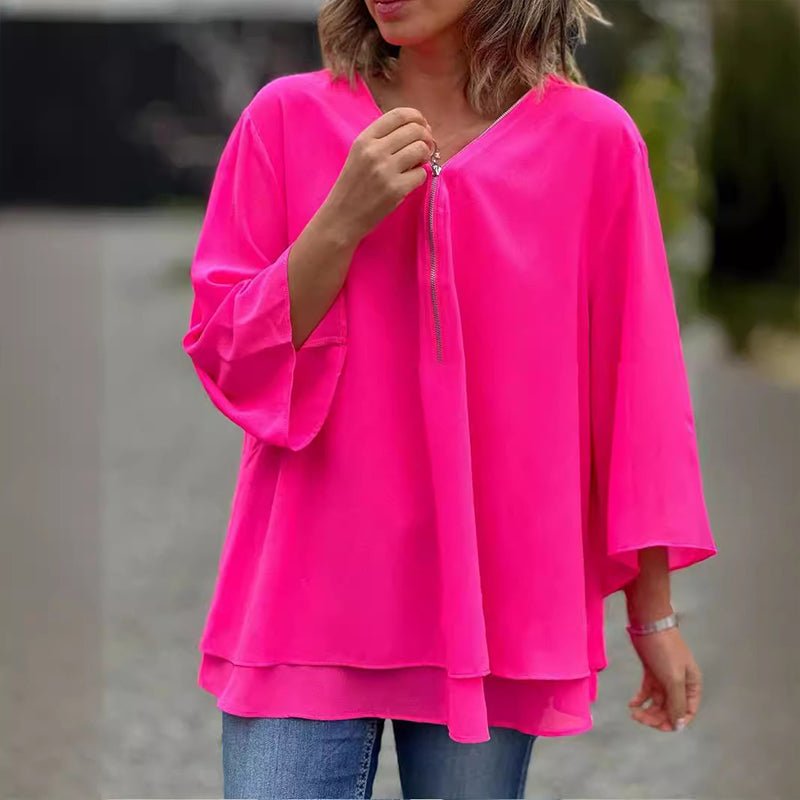 Lorelai | Blusa de Chiffon com Zíper