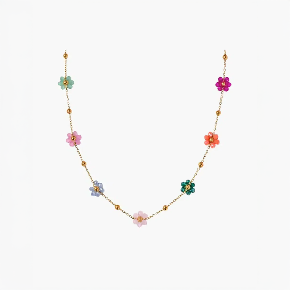 Marélia | Halskette mit handgefertigten Blumenperlen