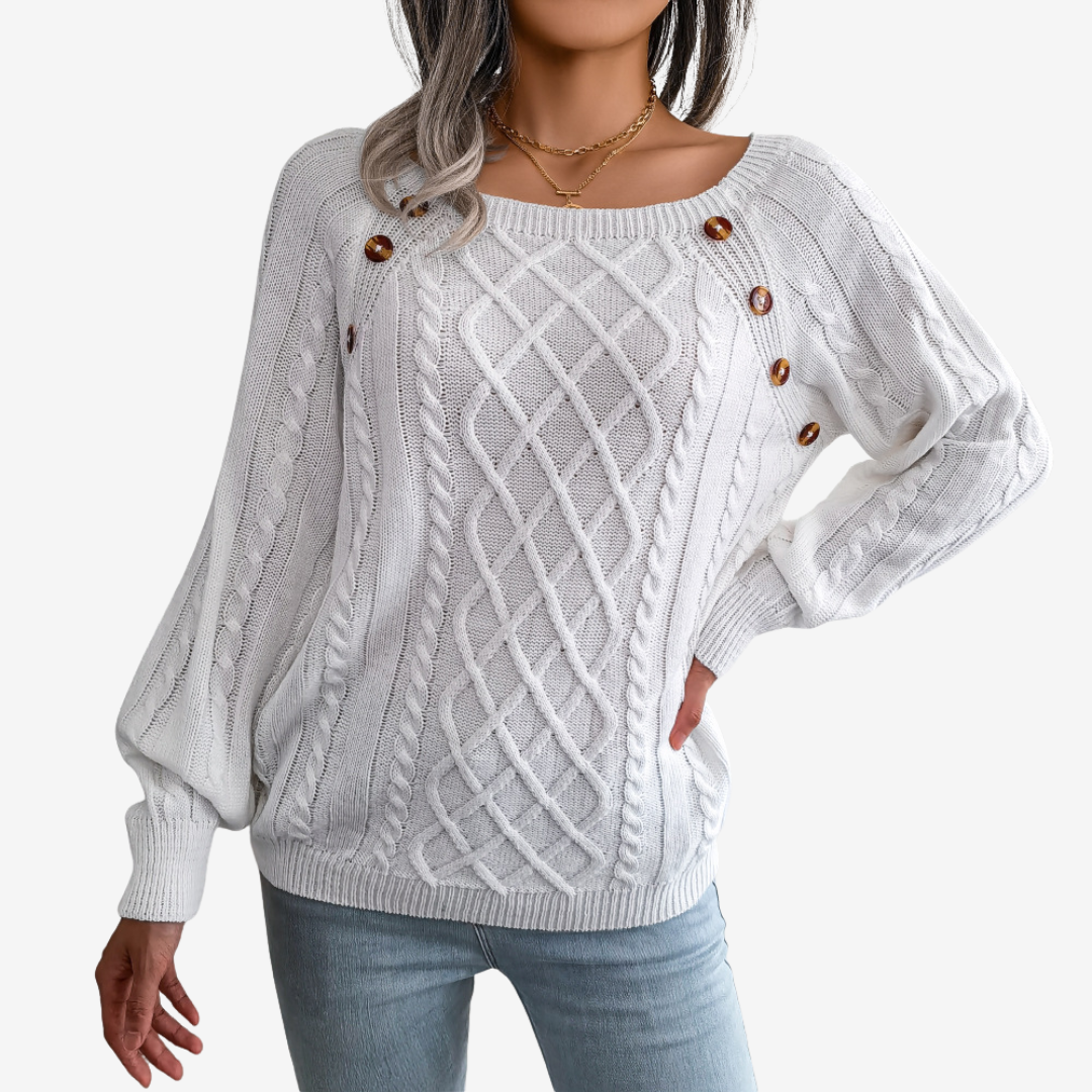 Meli™ sweater med knappedetalje