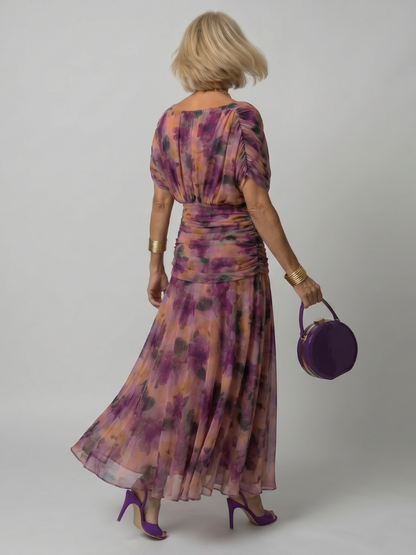 Calen | Off-shoulder flydende midi-kjole