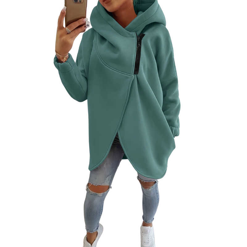 VANIA™ - Plus Size Halv-lynlås Pullover Hættetrøje