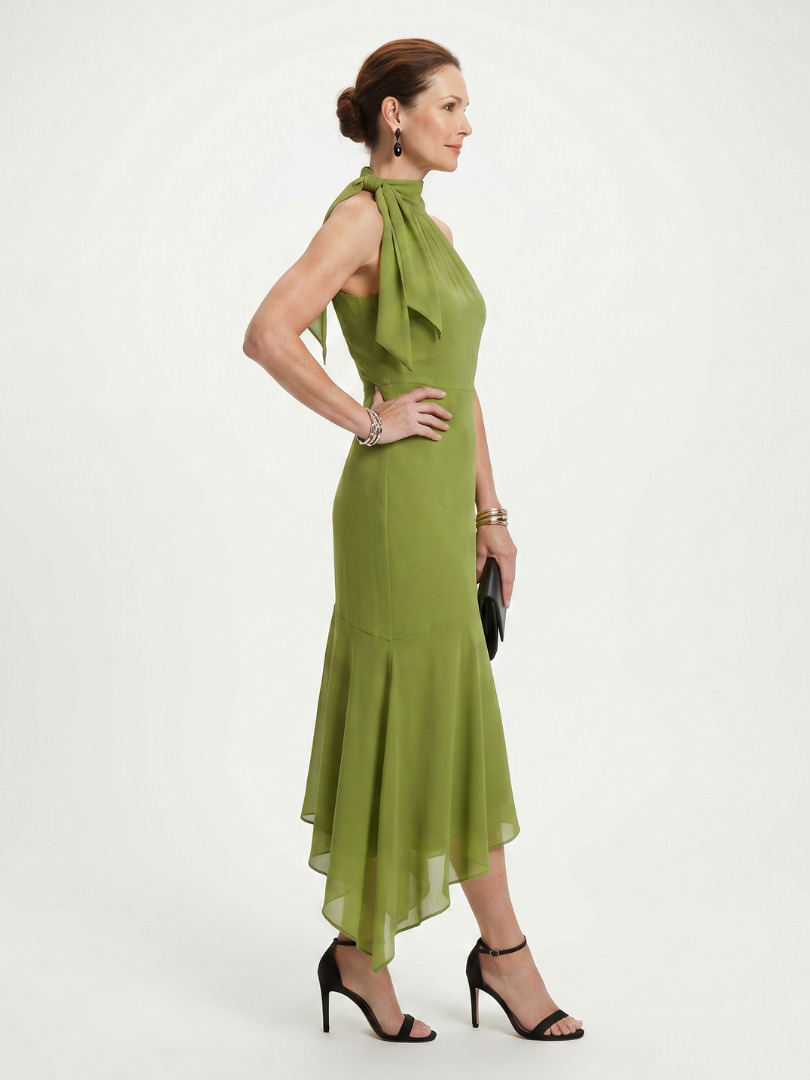 Winifred | Draperet halter-nøglehul midi-kjole