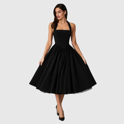 VERITY | Vintageinspireret halterneck midi-kjole