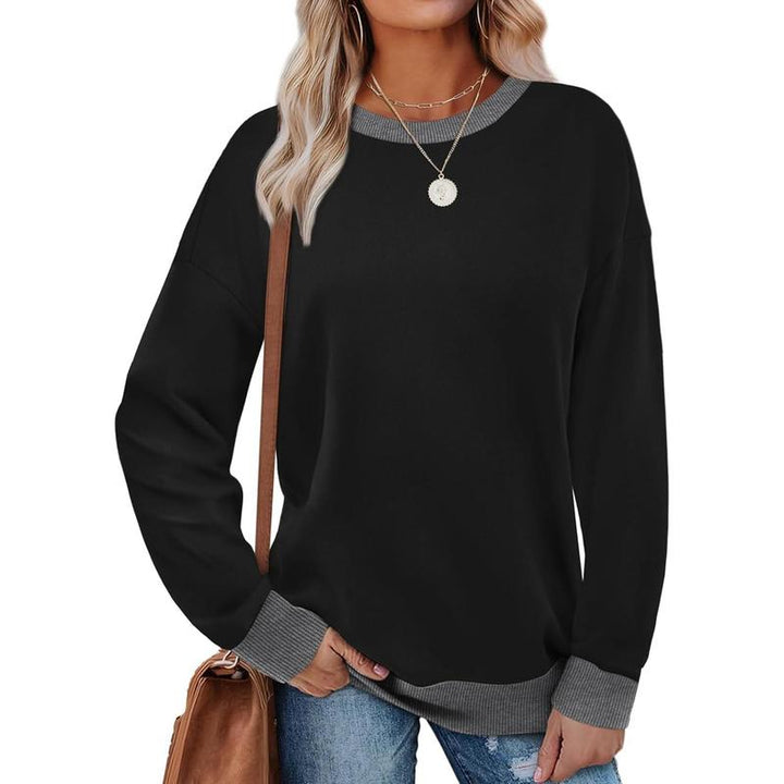 MARGARET™ - Sudadera túnica de manga larga con cuello redondo y ribete en contraste