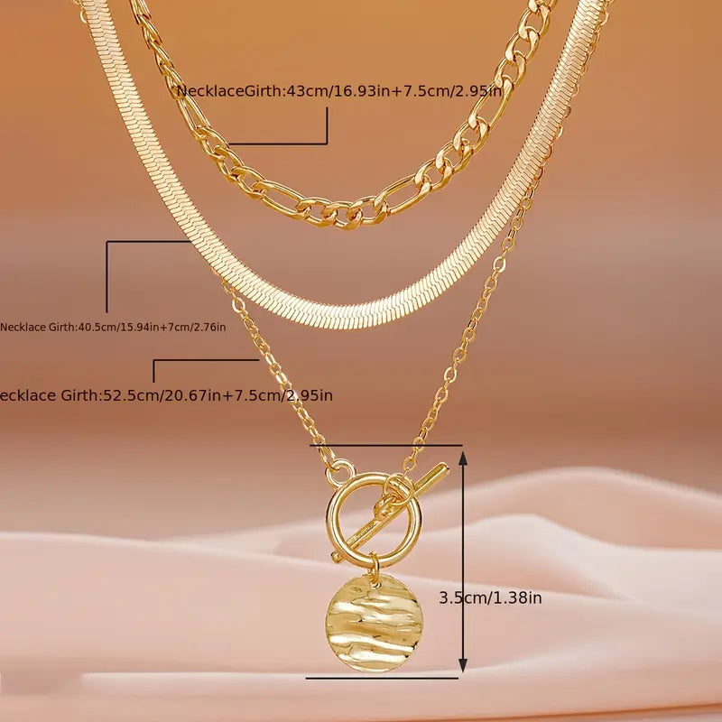 Colar em Camadas Savira com Moedas Texturizadas | Dourado