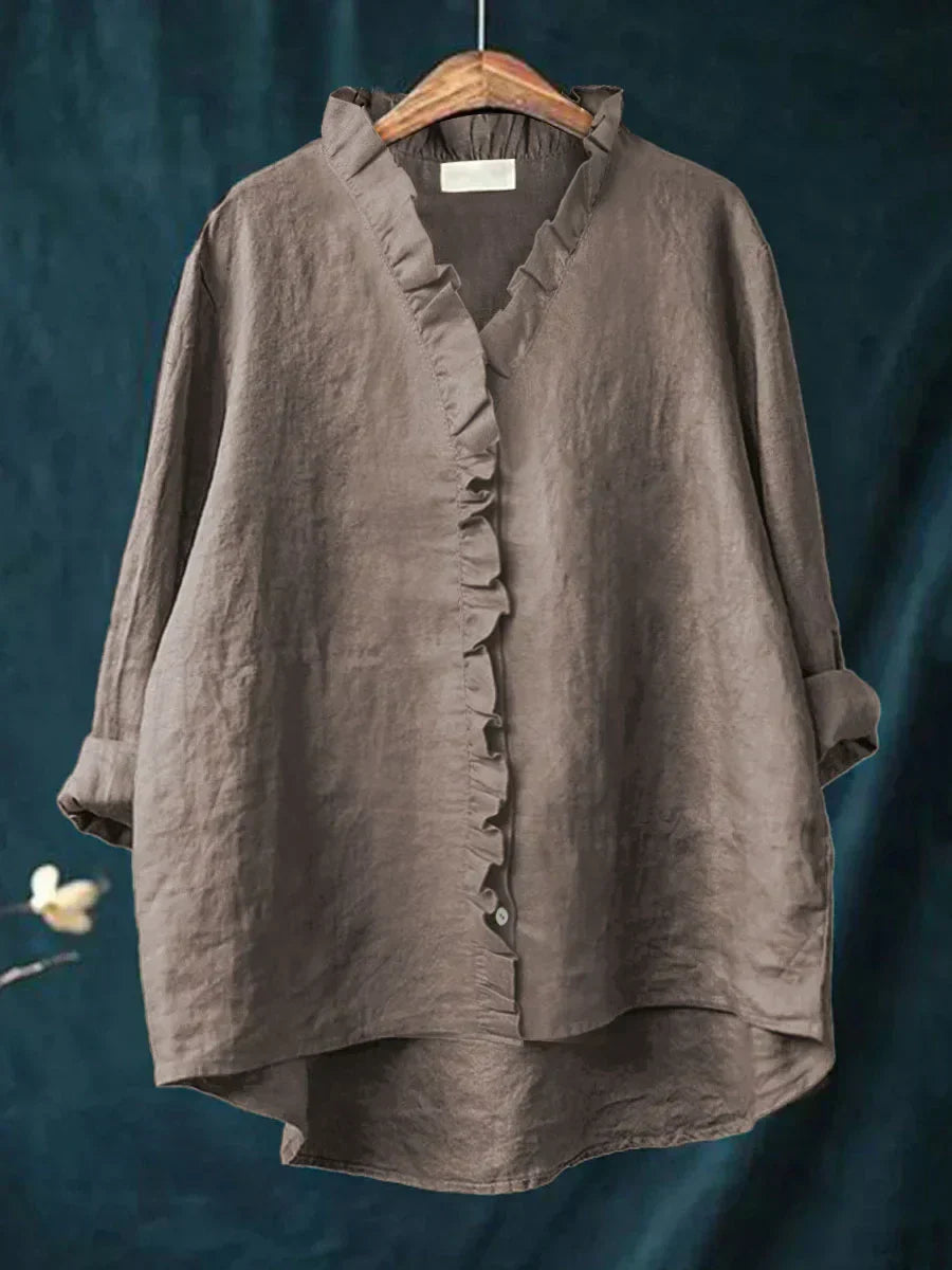 Lily | Blusa de algodón y lino con volantes