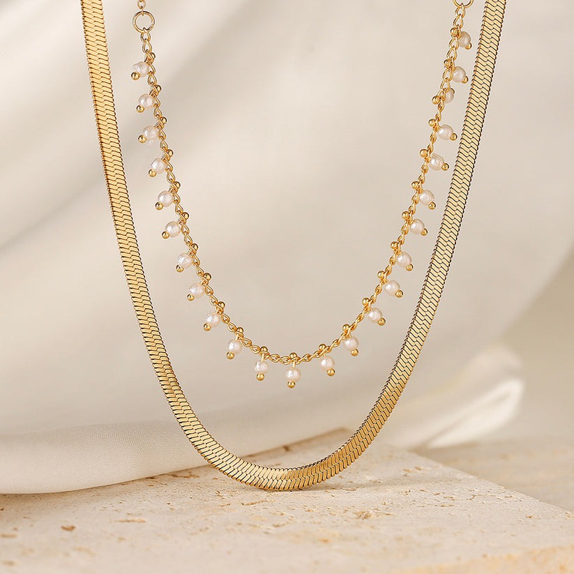 Marizanne | Conjunto de joyería de serpiente de lujo y perlas con choker en oro 18K