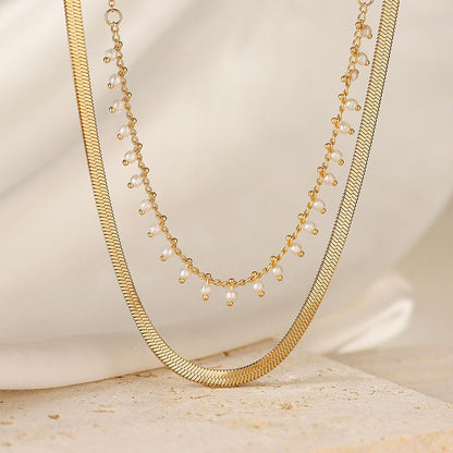 Marizanne | Luxe Slange Choker & Perlesmykkesæt 18K Guld