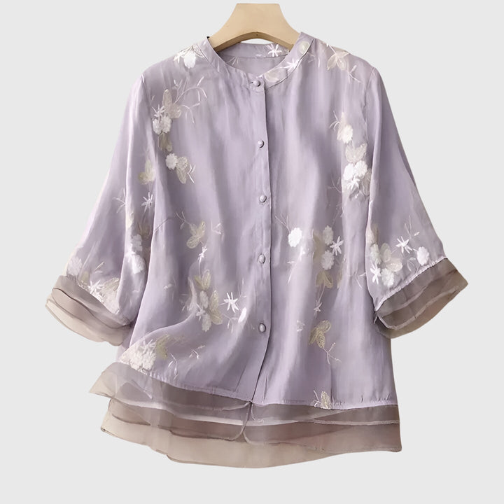 Nellie™ | Blusa elegante con flores bordadas