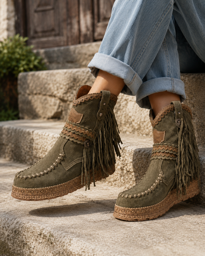Boho Western Boots with Fringes