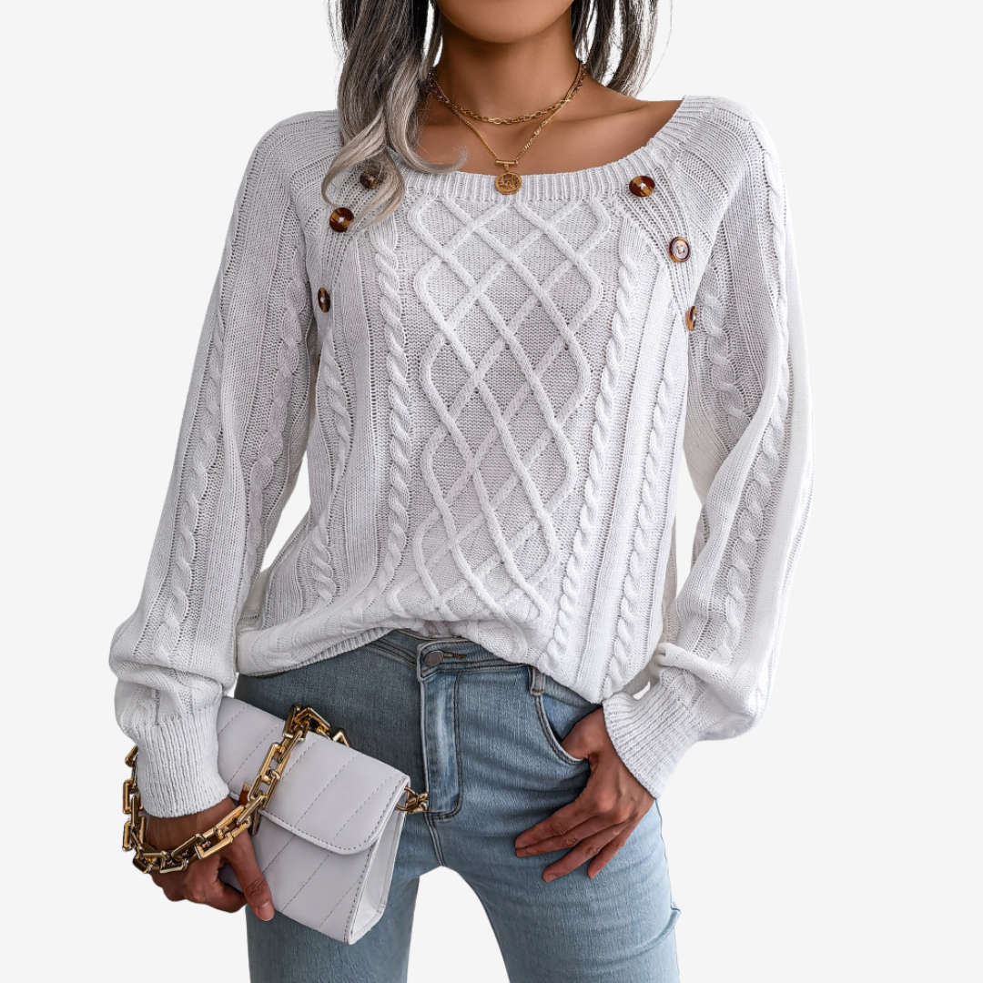 Meli™ sweater med knappedetalje