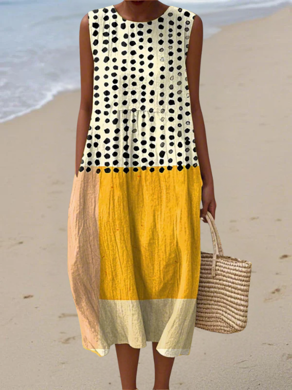 Juniper | Polka Colorblock Midi Dress