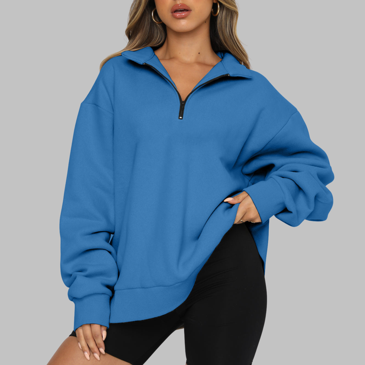 TENLEY™ - Sudadera casual de manga larga con media cremallera y corte oversize