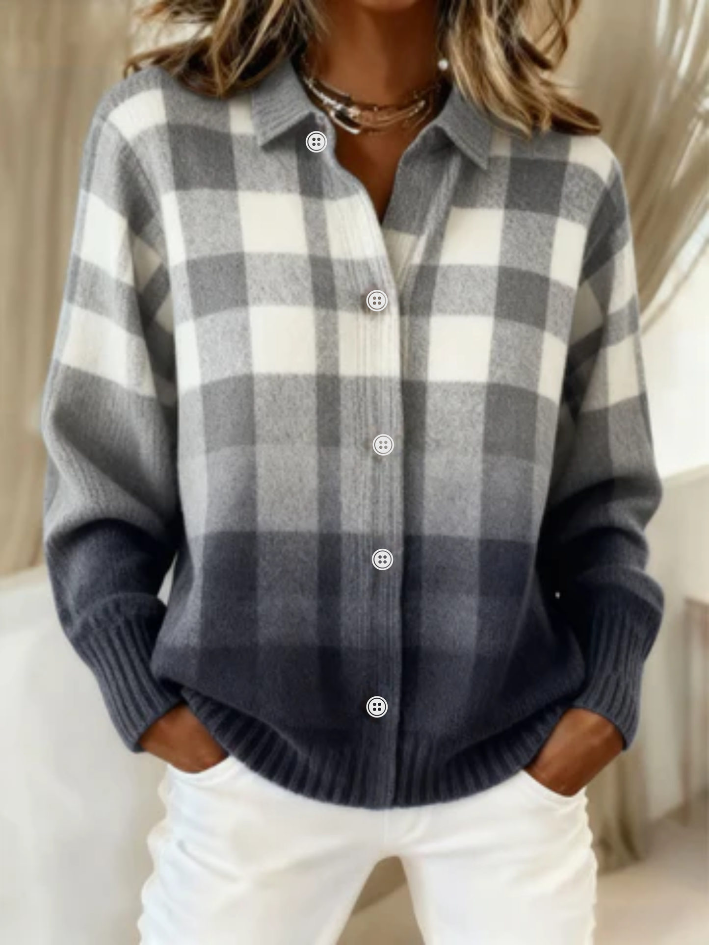 Mara™ – Blusa tipo sudadera con capucha y cuadros