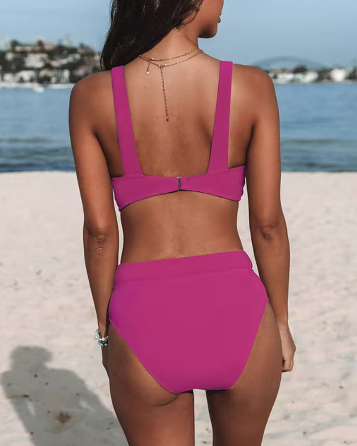 Hilde | Einteiliger Badeanzug in Uni mit hoher Taille