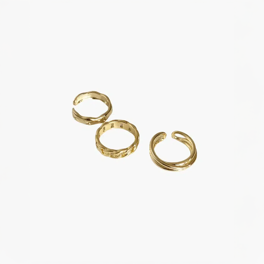 Auralie | Trío de Anillos Torcidos en Estilo Atemporal