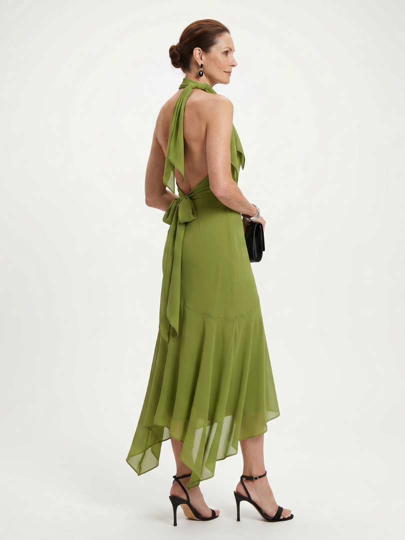 Winifred | Draperet halter-nøglehul midi-kjole