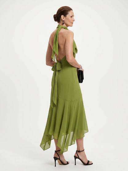 Winifred | Draperet halter-nøglehul midi-kjole