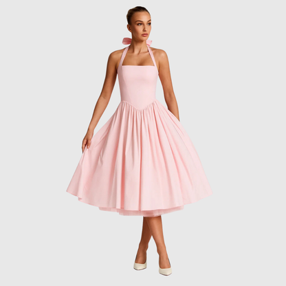 VERITY | Vintageinspireret halterneck midi-kjole
