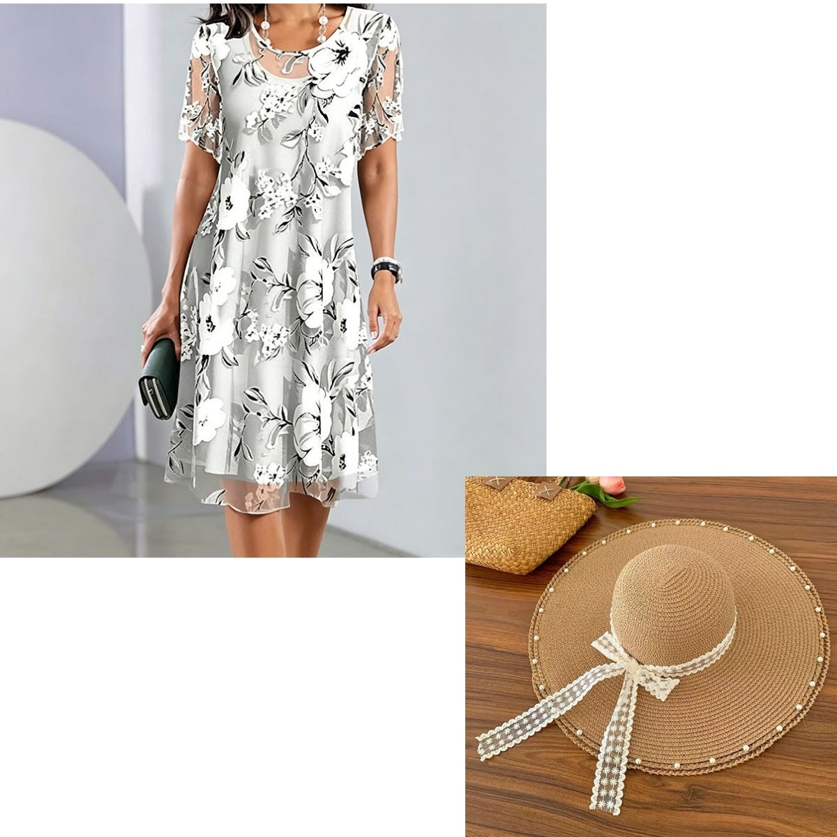 Bianca | Elegant Floral Print Chiffon Dress