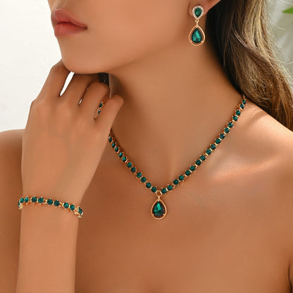 Conjunto de joyería elegante de cristal geométrico