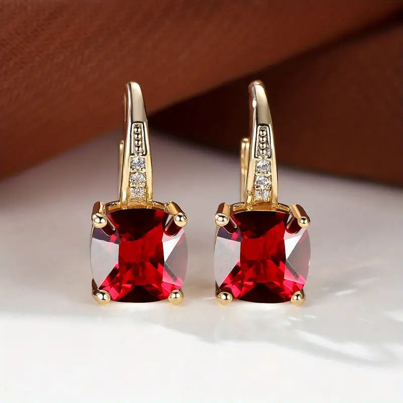 Brincos de argola com pedra de safira mística | Dourado