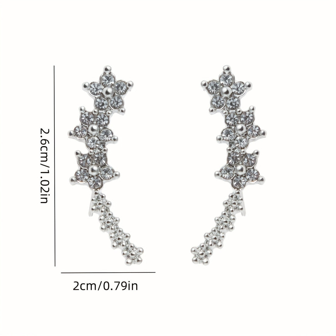 BRINCOS DOURADOS FLORAIS COM CRISTAIS RHINESTONE
