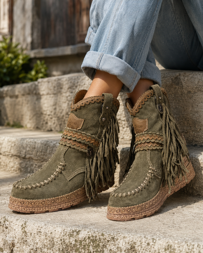Boho Western Boots with Fringes