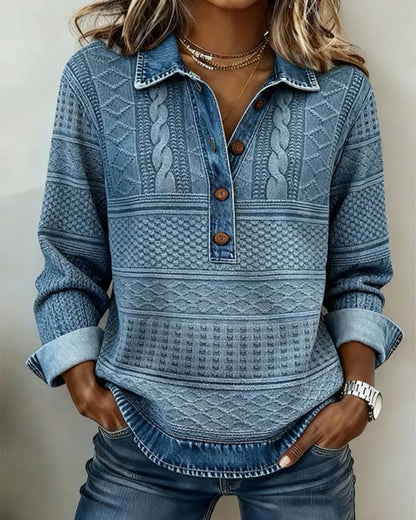 Dolores | Trendy sweatshirt med halv knaplukning og krave