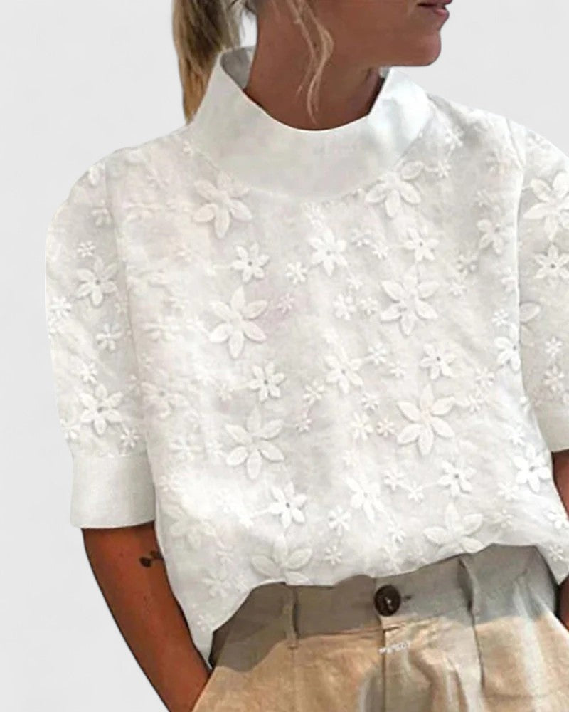 Sonelita™ | Elegant Blouse with Stand Collar