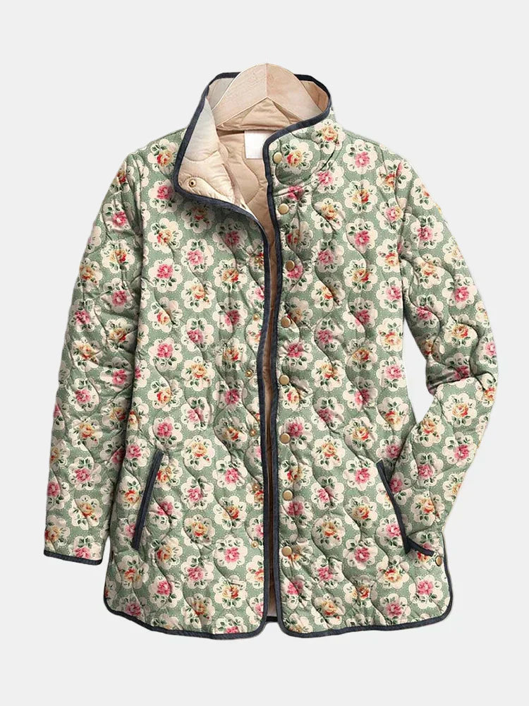 Aveline | Vintage Blumen Kunstdruck Steppjacke