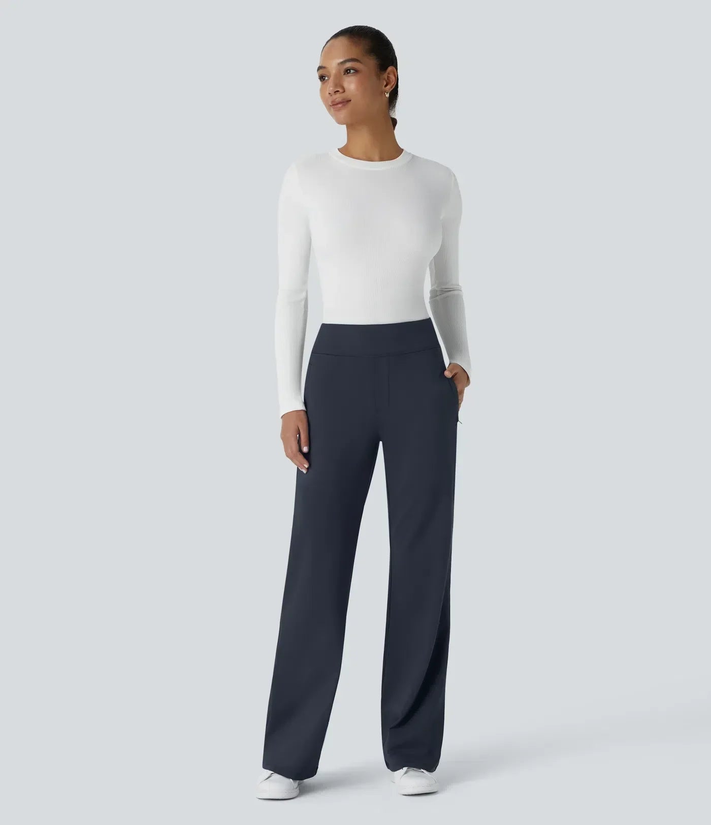 Pantalones de trabajo acampanados Velouré Flex™ de tiro medio con bolsillo lateral con cremallera