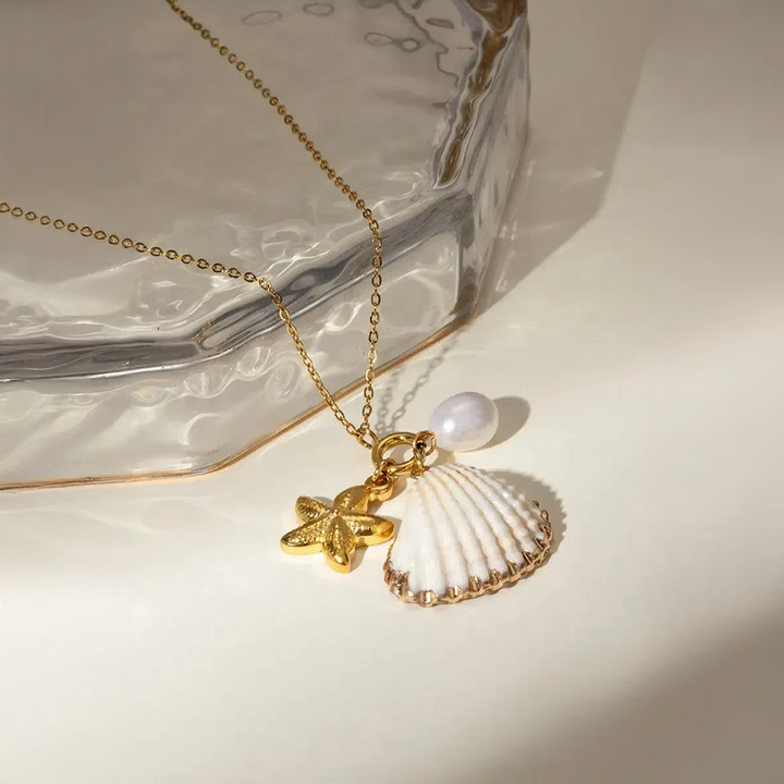 Avelia | Colar Estrela-do-Mar e Pérola com Charme Marítimo
