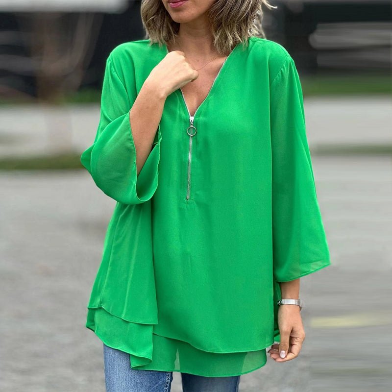 Lorelai | Chiffonbluse med lynlås