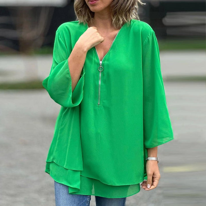 Lorelai | Blusa de Chiffon com Zíper