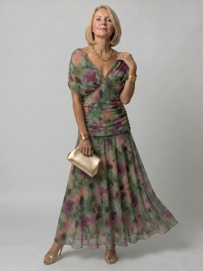 Calen | Off-shoulder flydende midi-kjole