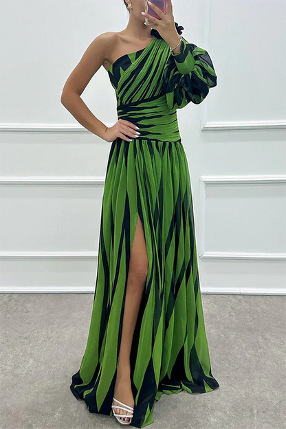 AURORA | Elegantes gestreiftes Kleid mit einem Schulterträger