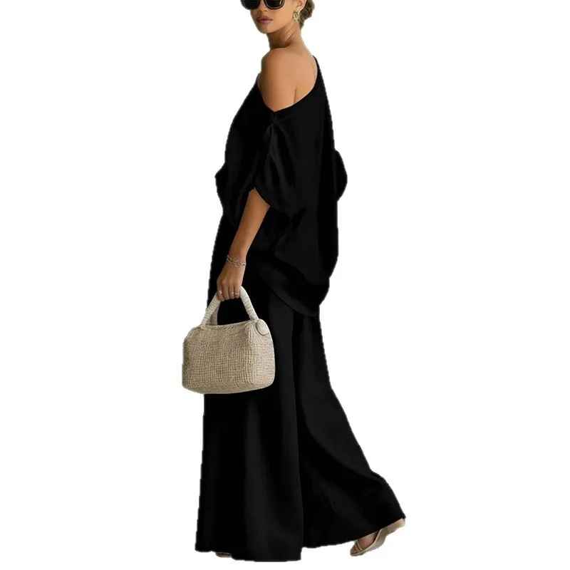 Lisa | Blødt off-shoulder sæt med top og tilspidsede bukser