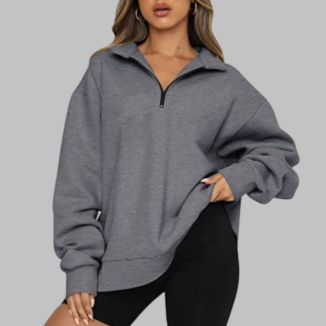 TENLEY™ - Sudadera casual de manga larga con media cremallera y corte oversize