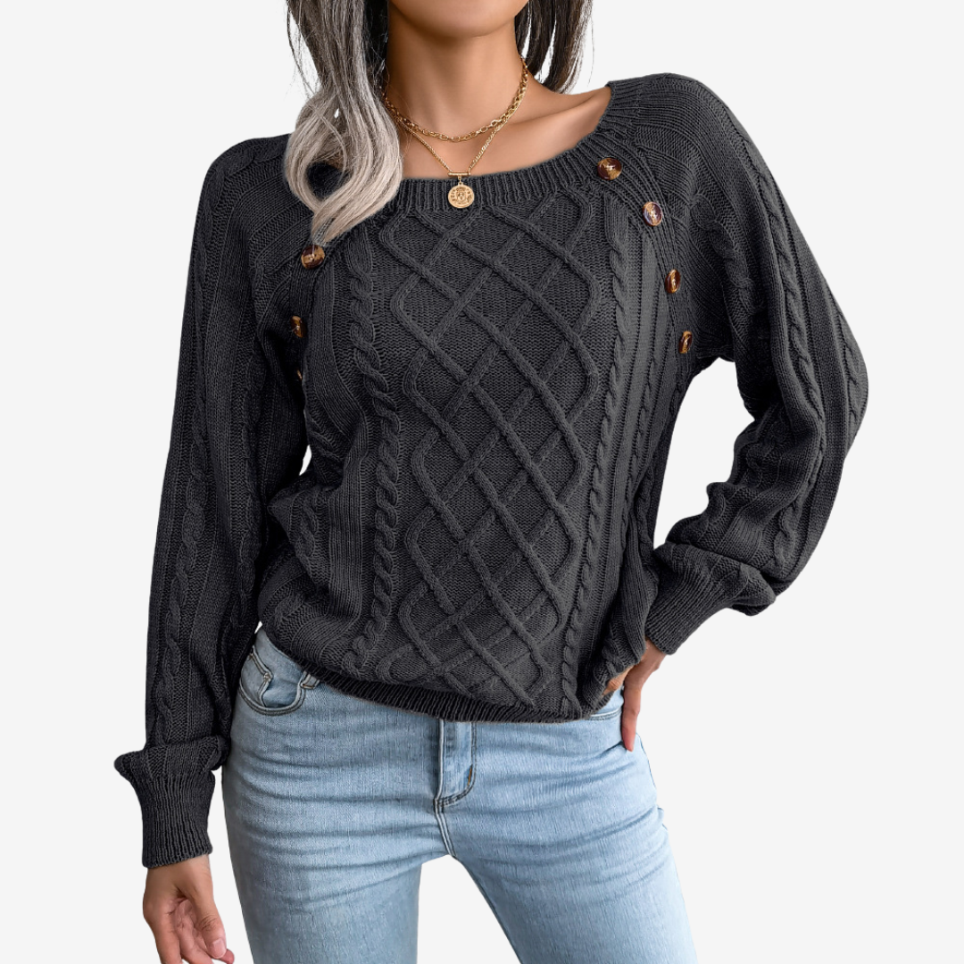 Meli™ sweater med knappedetalje