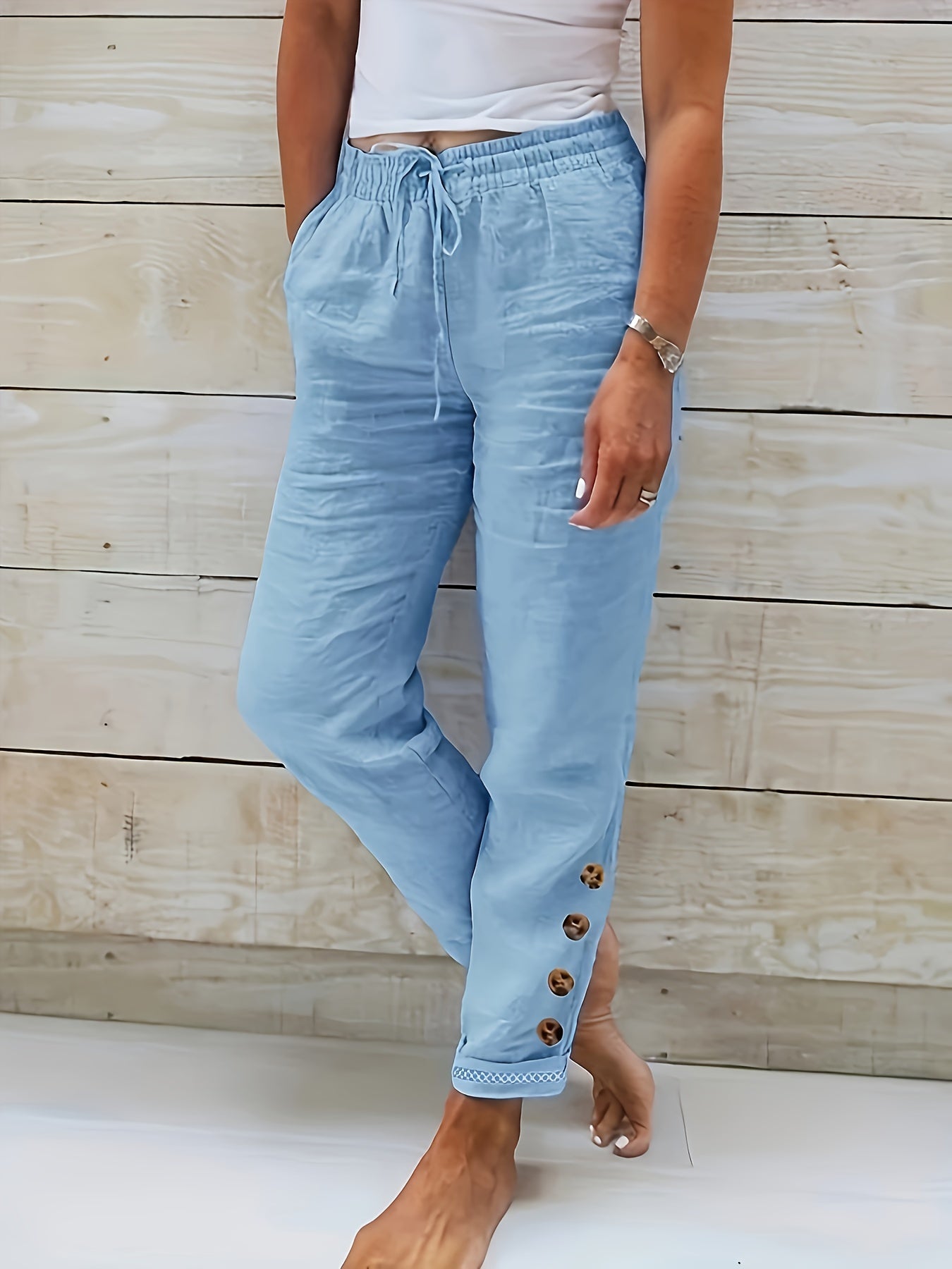 Linnea | Pantalones de algodón de corte recto y ajustado
